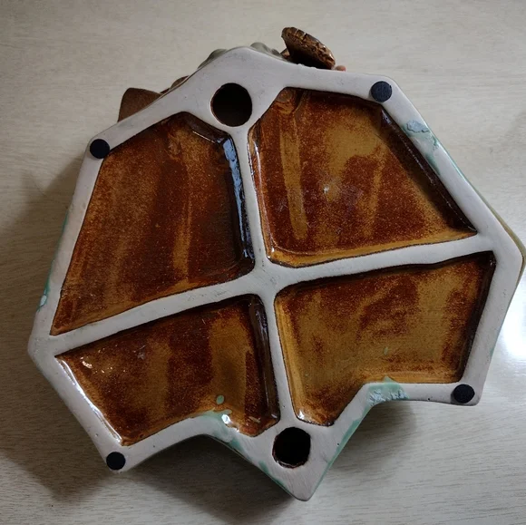 Vintage Art Pottery Green Maple Leaf w/Perched Cardinal Pair - Picture 10 of 13